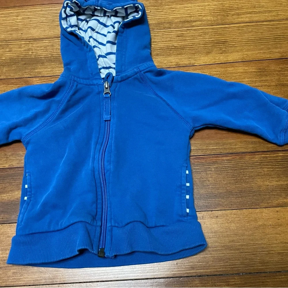Hanna Andersson Blue Striped Tops & Blue Zip Hoodie Set Size 12-18 Months